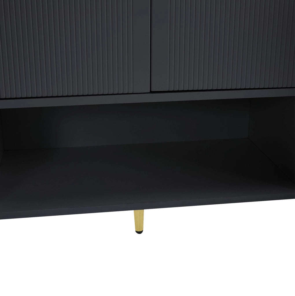 Scarpiera con 2 cassetti; 4 ante e vano aperto; 130x37x100 cm; nero