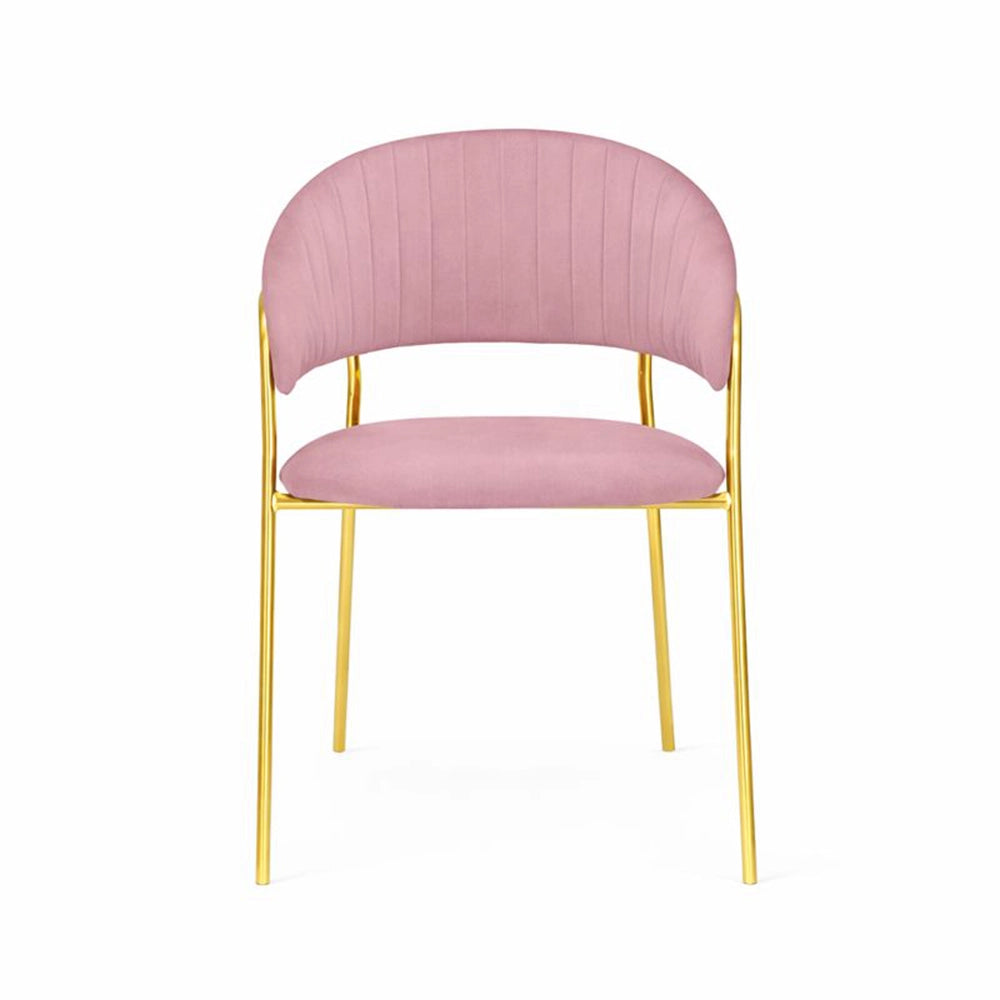 Sedie da sala da pranzo set da 2 Aurelia con schienale in velluto rosa
