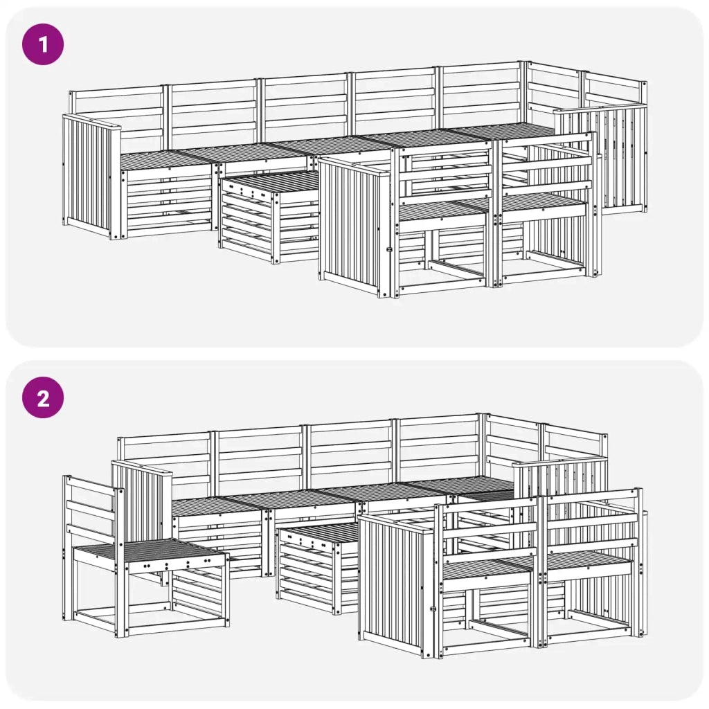 Set di divani da esterno 9 pcs Bianco 59 x 59 x 37 cm 3392069