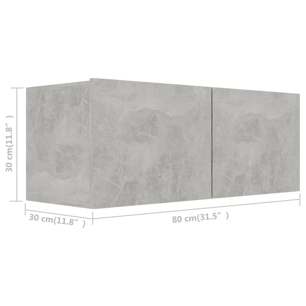 Set Porta TV 2 pz Grigio Cemento in Truciolato