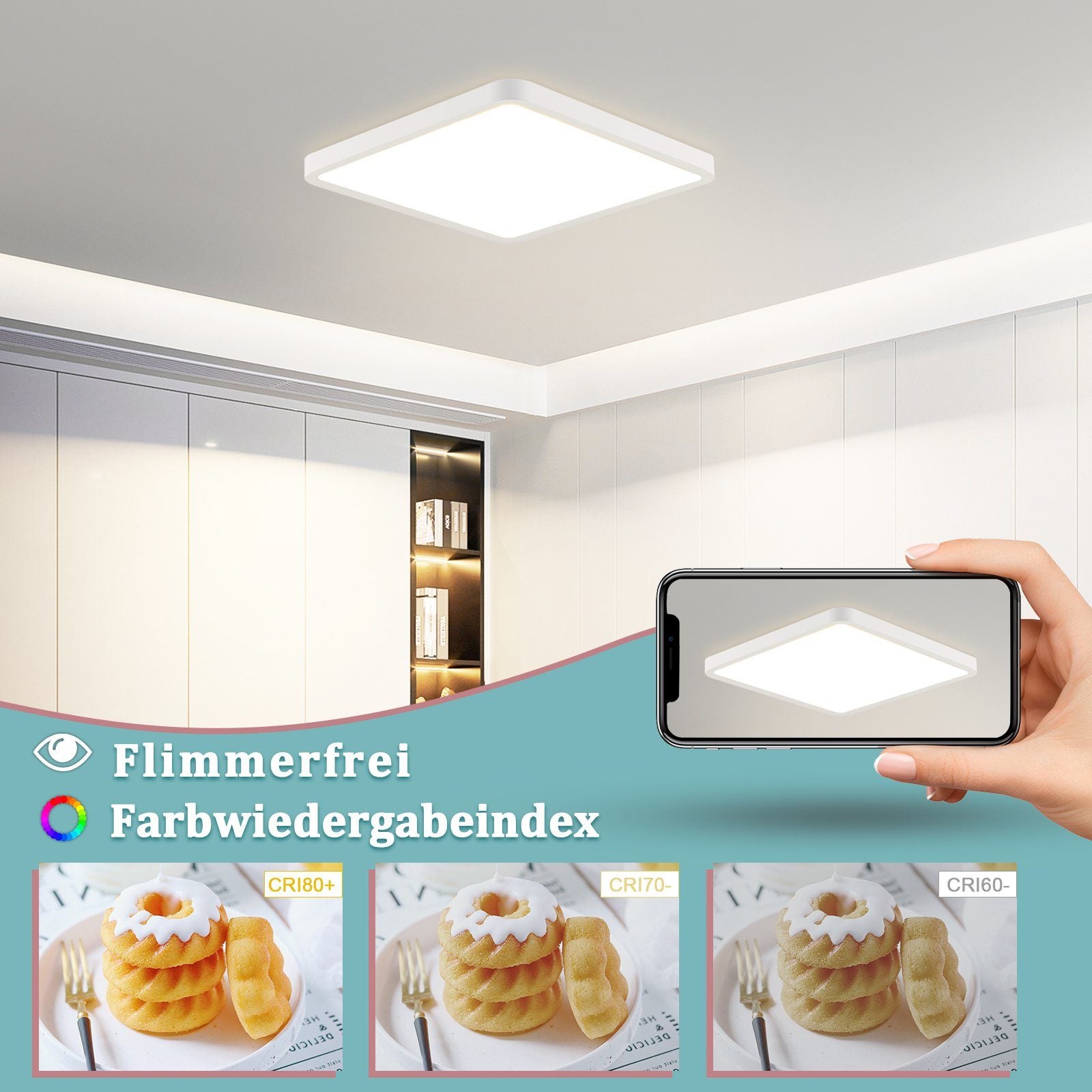 ZMH Lampada da soffitto LED piatta 23cm 18W IP20 bianco neutro per cucina camera letto corridoio