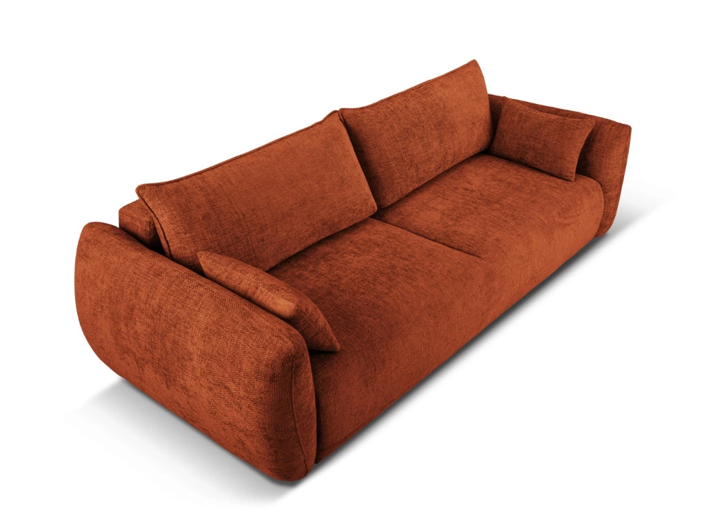 Cosmopolitan Design - Divano convertibile con contenitore "Matera" 3 posti in ciniglia terracotta 