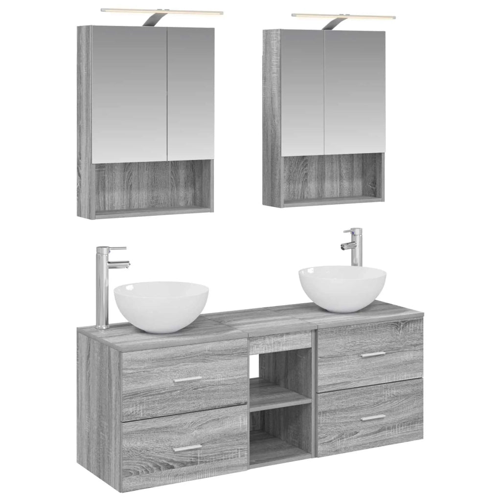 Set di mobili per il bagno 5 pcs Sonoma grigio 3406724