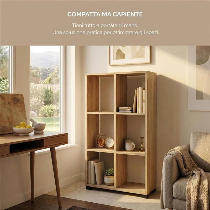 LIBRERIA IN MDF ROVERE CON SEI RIPIANI MISURE: 60X24X98 CM