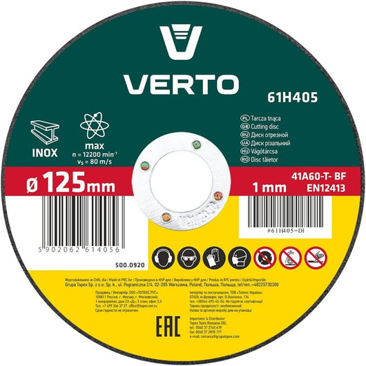 Topex 61h405 disco da taglio per er metallo 125 x 1,0 x 22,2 mm i