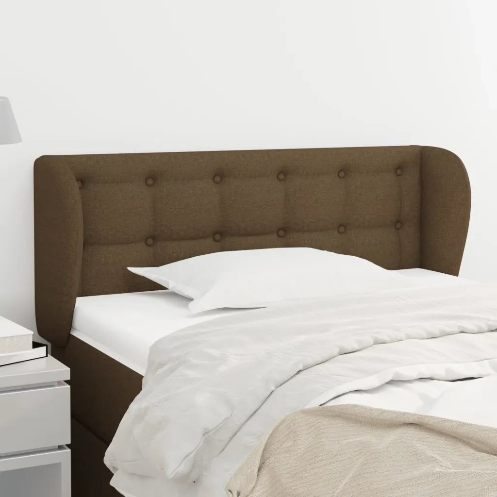 Testiera ad Orecchio-Testata con Orecchie Marrone Scuro 83x23x78/88 cm in Tessuto 261485