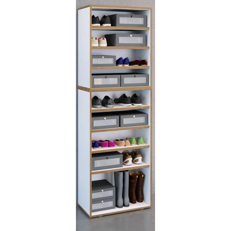 Super Scarpiera Legno H183 L60 P33 cm Armadio Porta Scarpe Salvaspazio con Ripiani Regolabili Colore Bianco