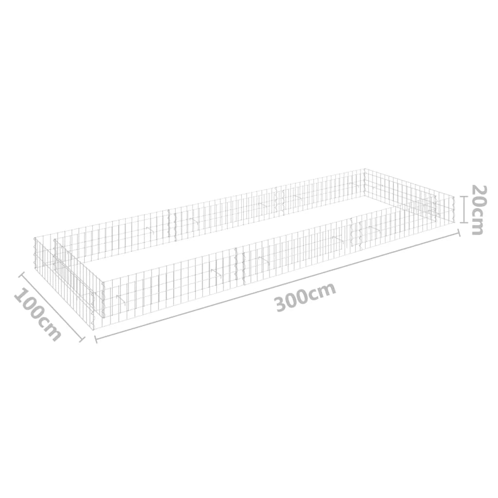 Aiuola rialzata in gabbione di acciaio zincato 300 x 100 x 20 cm Argento 02_0039894