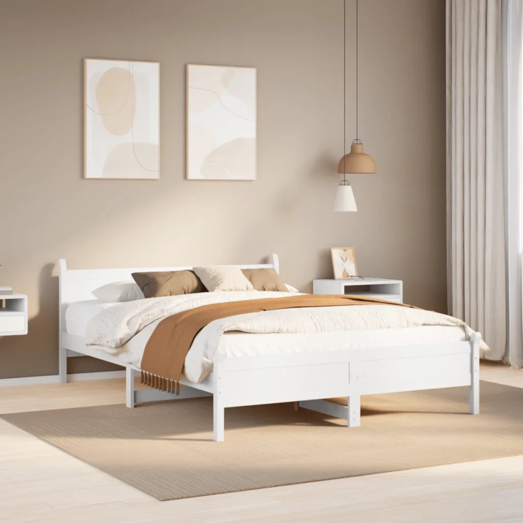 Letto senza Materasso-Struttura Letto Bianco 120x200 cm Legno Massello di Pino 687287