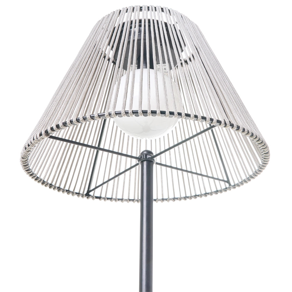 Lampada da terra solare per esterni grigia in materiale sintetico con base in ferro LED da giardino e patio a basso consumo energetico
