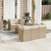 Set Divano da Giardino 6 pz con Cuscini Beige in Polyrattan 3249087