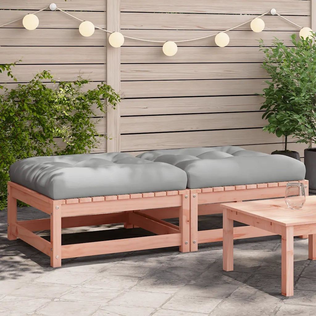 Sedia da giardino-Poggiapiedi Giardino con Cuscini 2 pz Legno Massello di Douglas