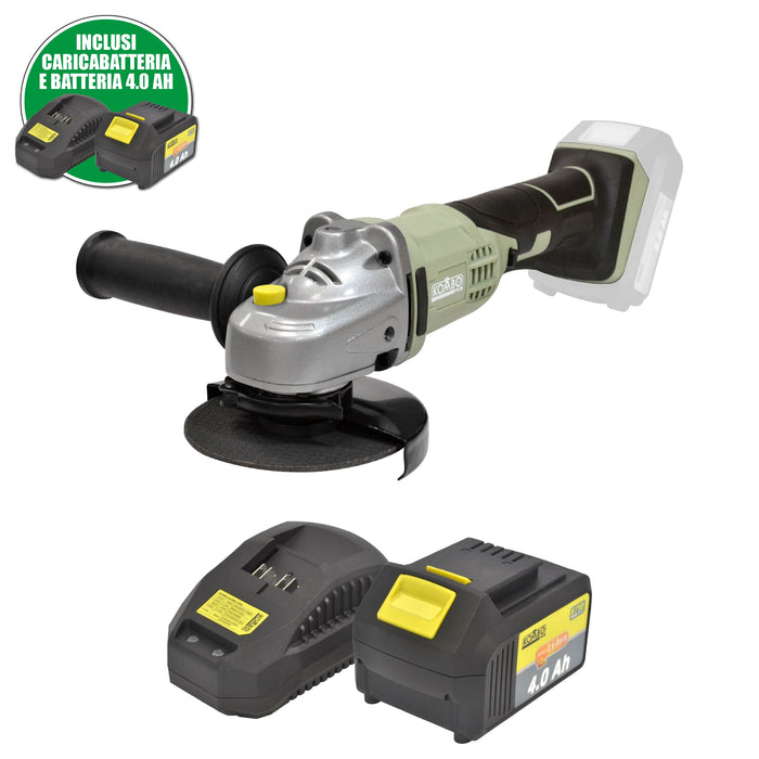 SMERIGLIATRICE ANGOLARE KOMBO PRO + BATTERIA LI-ON 4.0Ah E 4 Dischi in Omaggio