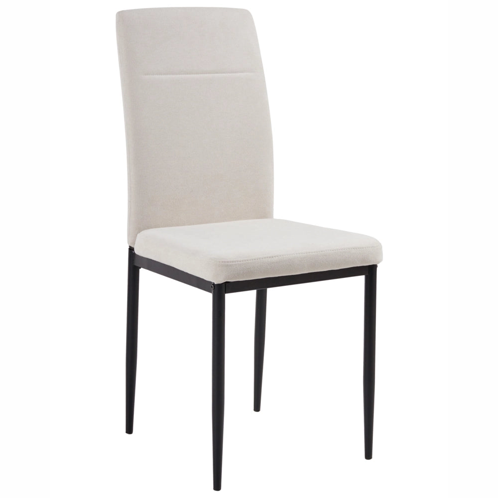 Set di 4 sedie da pranzo in tessuto, rivestimento beige chiaro gambe in ferro nero senza braccioli per sala da pranzo