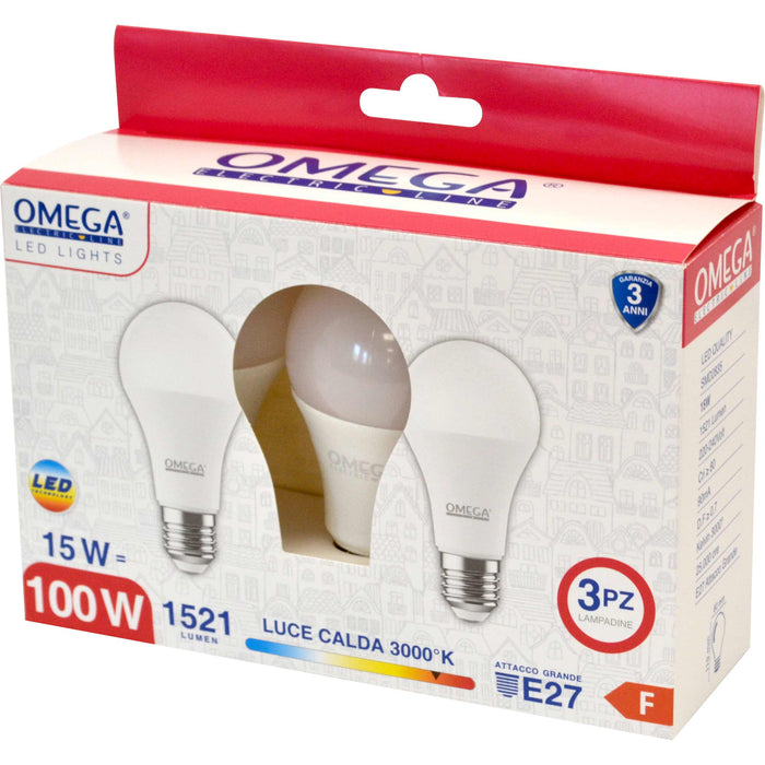 SET 3 PZ GOCCIA A60 15W LED 3000K 1521LM E27 F