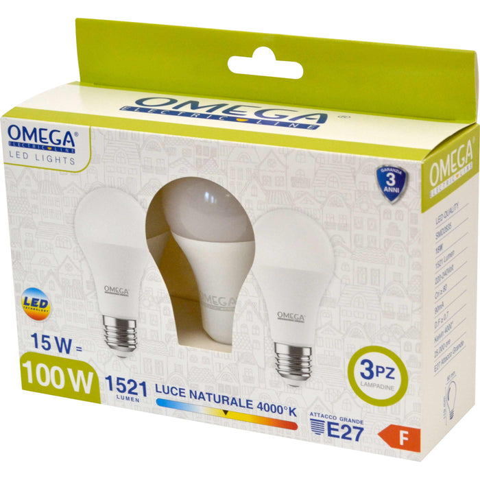 GOCCIA LED : Set in scatola 4Pz A65-15W 4000K D12G12 Driver HQ