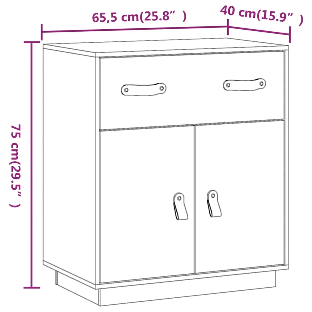 Buffet credenza cassettiera armadio mobile contenitore organizer per cucina soggiorno salotto 65,5 x 40 x 75 cm legno massello di pino marrone 02_0035757