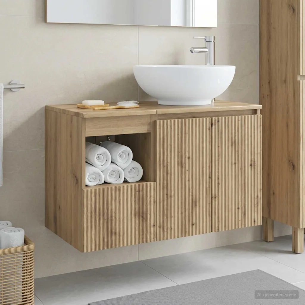 Set di mobili per il bagno 2 pz Rovere Artigianale 3404093