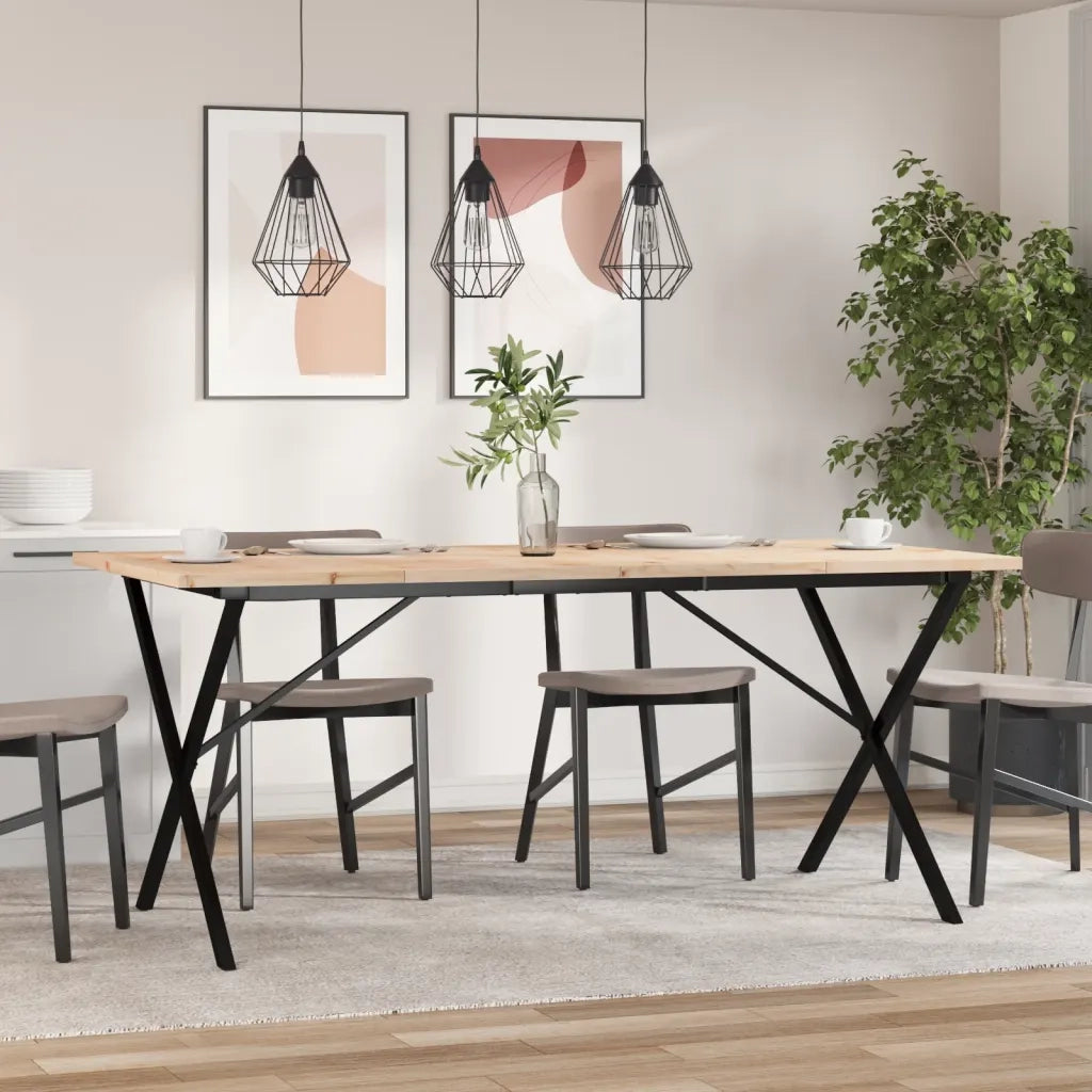 Tavolo da Pranzo | Tavolo da cucina Telaio a X 180x90x75,5 cm Legno Pino e Acciaio