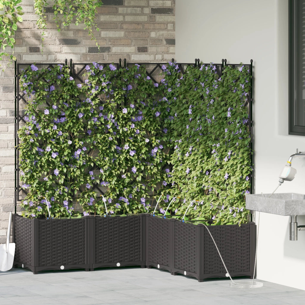 Vasi da Giardino con Sistema di Irrigazione 5 pcs Nero