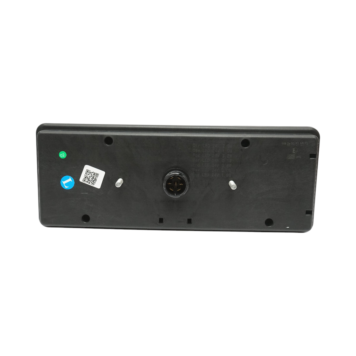 Luce freno posteriore sinistra LED camion 24V, 7 pin ASS2.1 con illuminazione targa 400x153x88mm