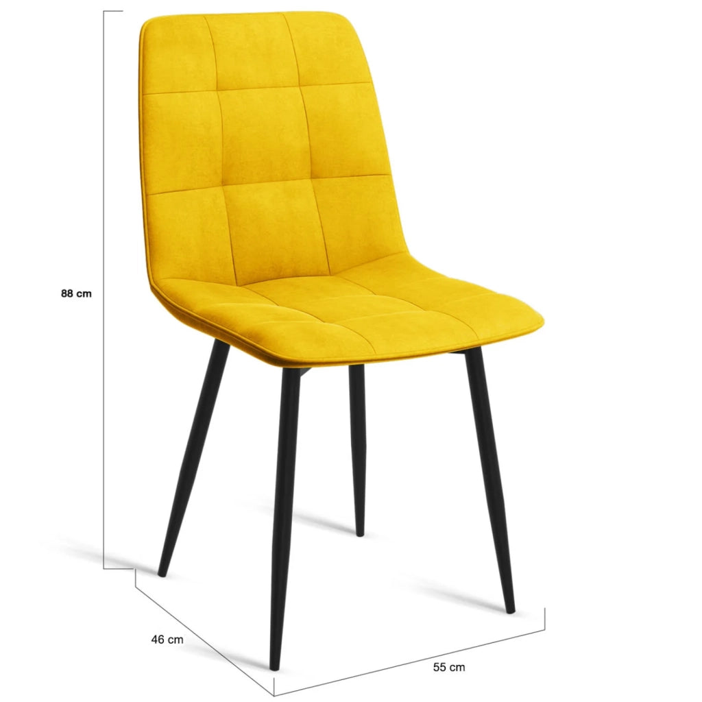 IDMarket - Set di 6 sedie MILA in velluto misto verde x2, grigio scuro x2, grigio chiaro, giallo