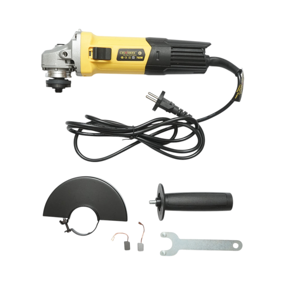 Smerigliatrice angolare Flex 760W, disco 220V 125mm, velocità 11000 giri/min Crownman