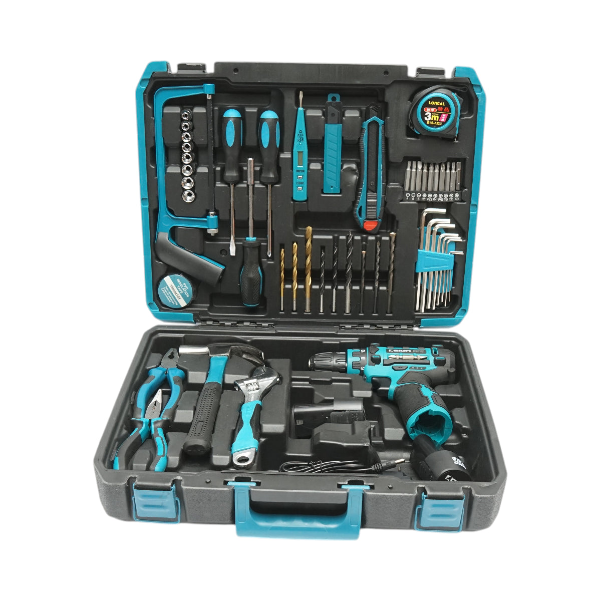 Trapano e cacciavite, 2 batterie da 12V/1,5Ah con 49 pezzi di utensili e attrezzatura