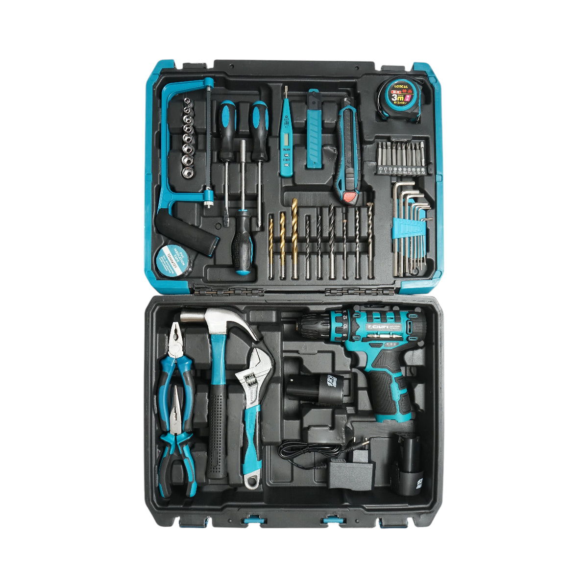 Trapano e cacciavite, 2 batterie da 12V/1,5Ah con 49 pezzi di utensili e attrezzatura