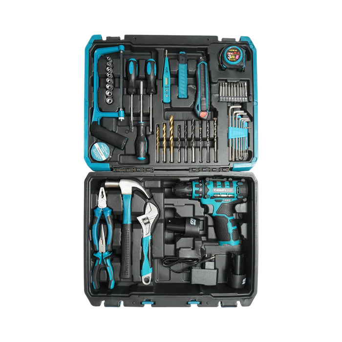 Trapano e cacciavite, 2 batterie da 12V/1,5Ah con 49 pezzi di utensili e attrezzatura