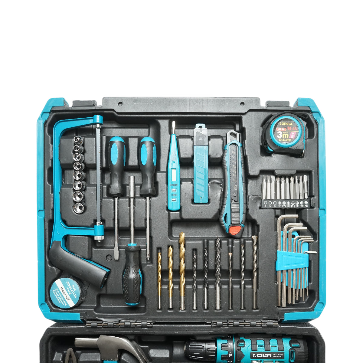 Trapano e cacciavite, 2 batterie da 12V/1,5Ah con 49 pezzi di utensili e attrezzatura