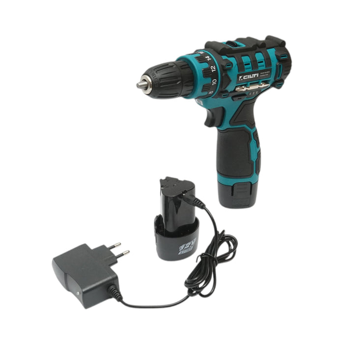 Trapano e cacciavite, 2 batterie da 12V/1,5Ah con 49 pezzi di utensili e attrezzatura