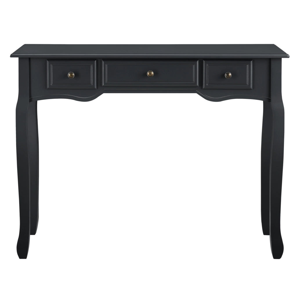 Tavolo Consolle Vintage con 3 Cassetti - Nero [en.casa]