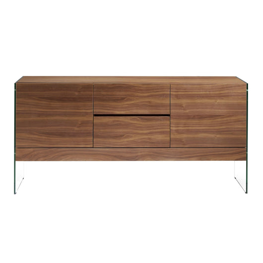 Credenza noce e vetro temperato
