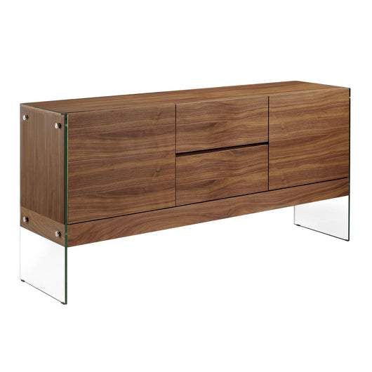 Credenza noce e vetro temperato