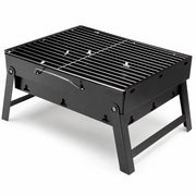 Barbecue A Carbone Portatile Pieghevole BBQ Con Griglia In Metallo Struttura Resistente Maniglia Integrata E Ventilazione Laterale 45.5 x 29.5 x 23 Cm Nero