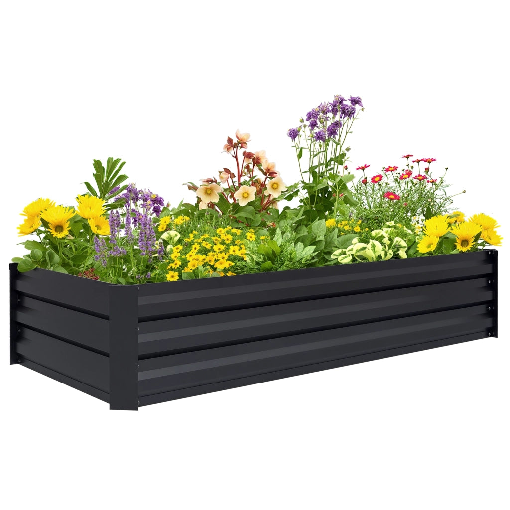 Vaso da giardino rettangolare in acciaio ¨C zephmum ¨C nero 100x50x30