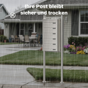 Cassetta postale condominiale autoportante 6 posti, acciaio inox, 1 modulo, 556 x 270 x 1500 mm