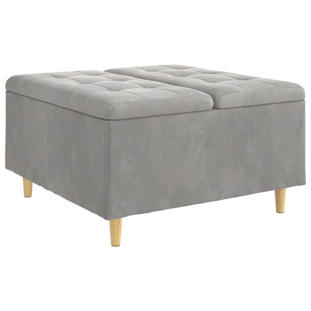 Pouf contenitore Grigio chiaro 80 x 80 x 45 cm Velluto 876840