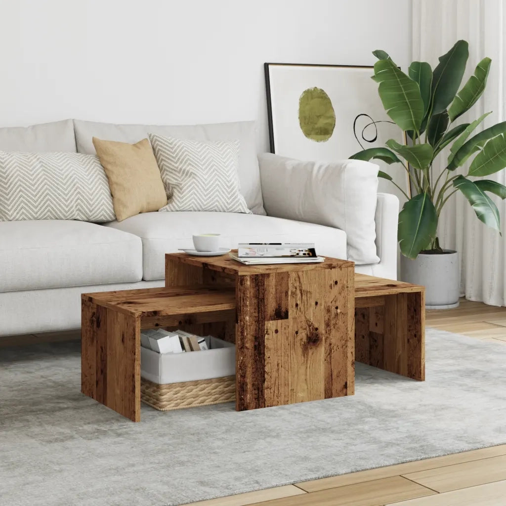 Tavolino da Salotto Legno Vecchio 100x48x40 cm in Truciolato 856054