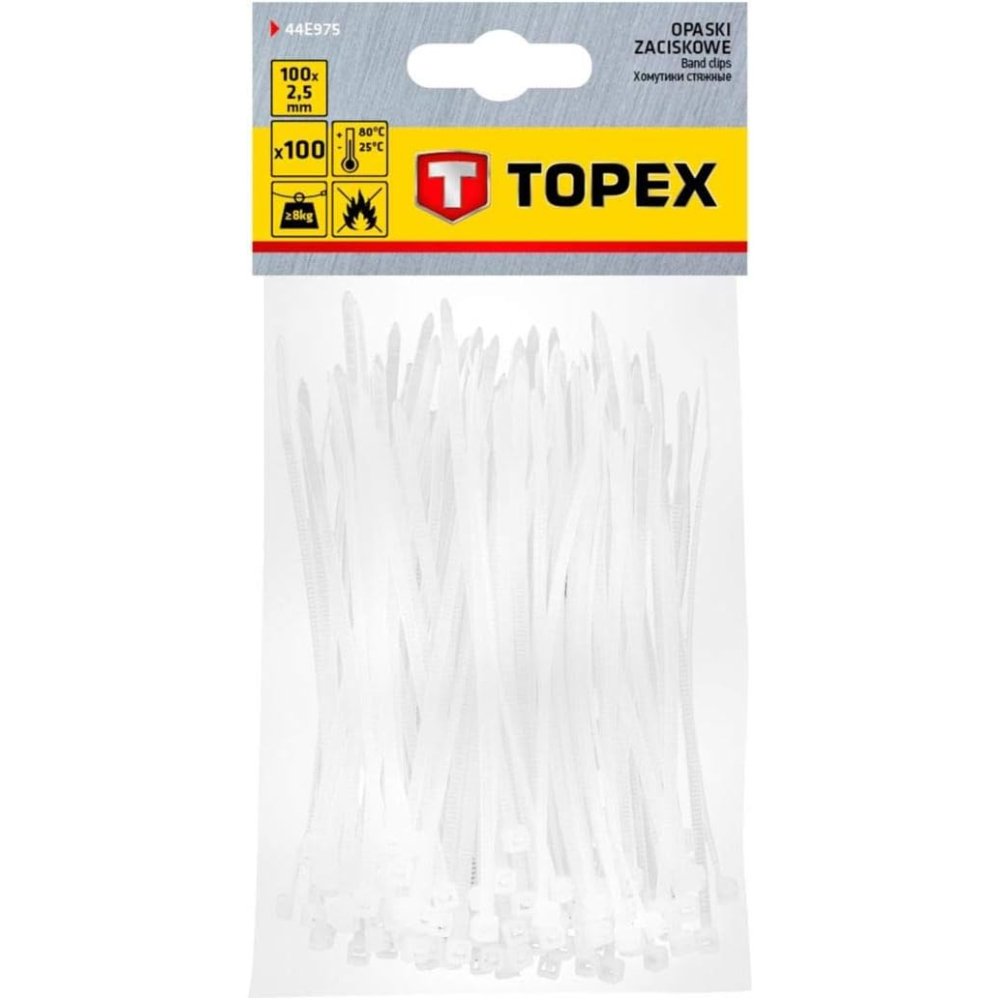 Topex 44e975 fascette per cavi 2 2,5mmx100mm, 100 pezzi