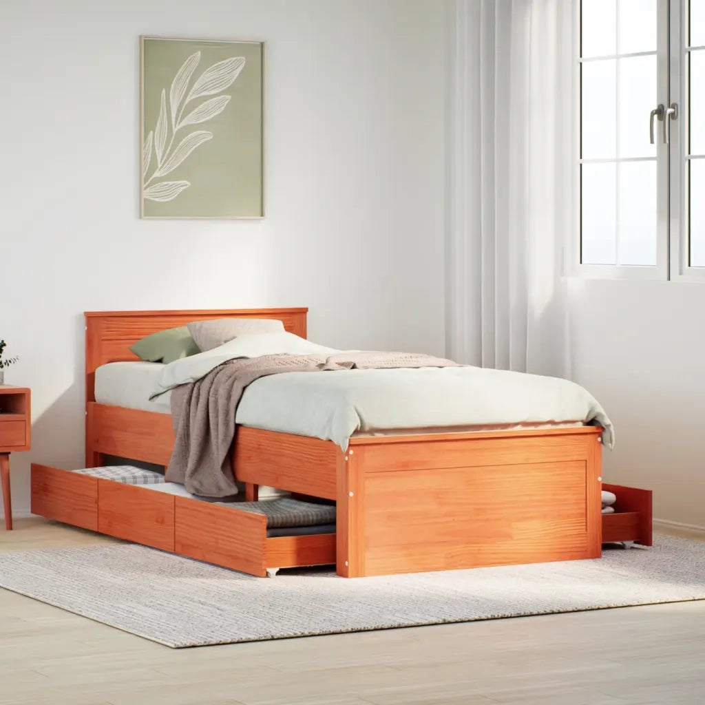 Letto singolo | Letto per adulti | Giroletto senza Materasso con Testiera Rovere Marrone 100x200cm