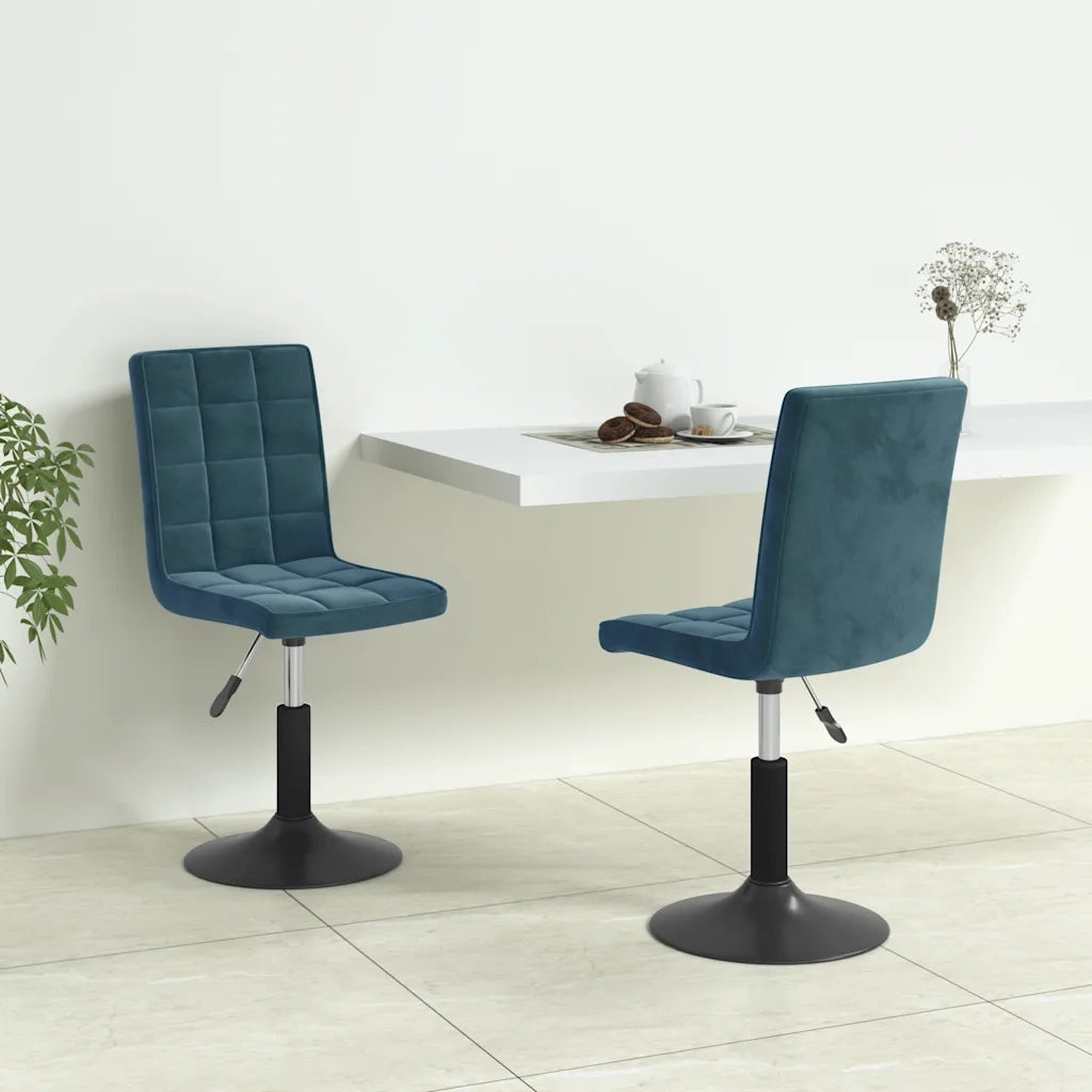Sedie da Pranzo Girevoli 2 pz Blu in Velluto