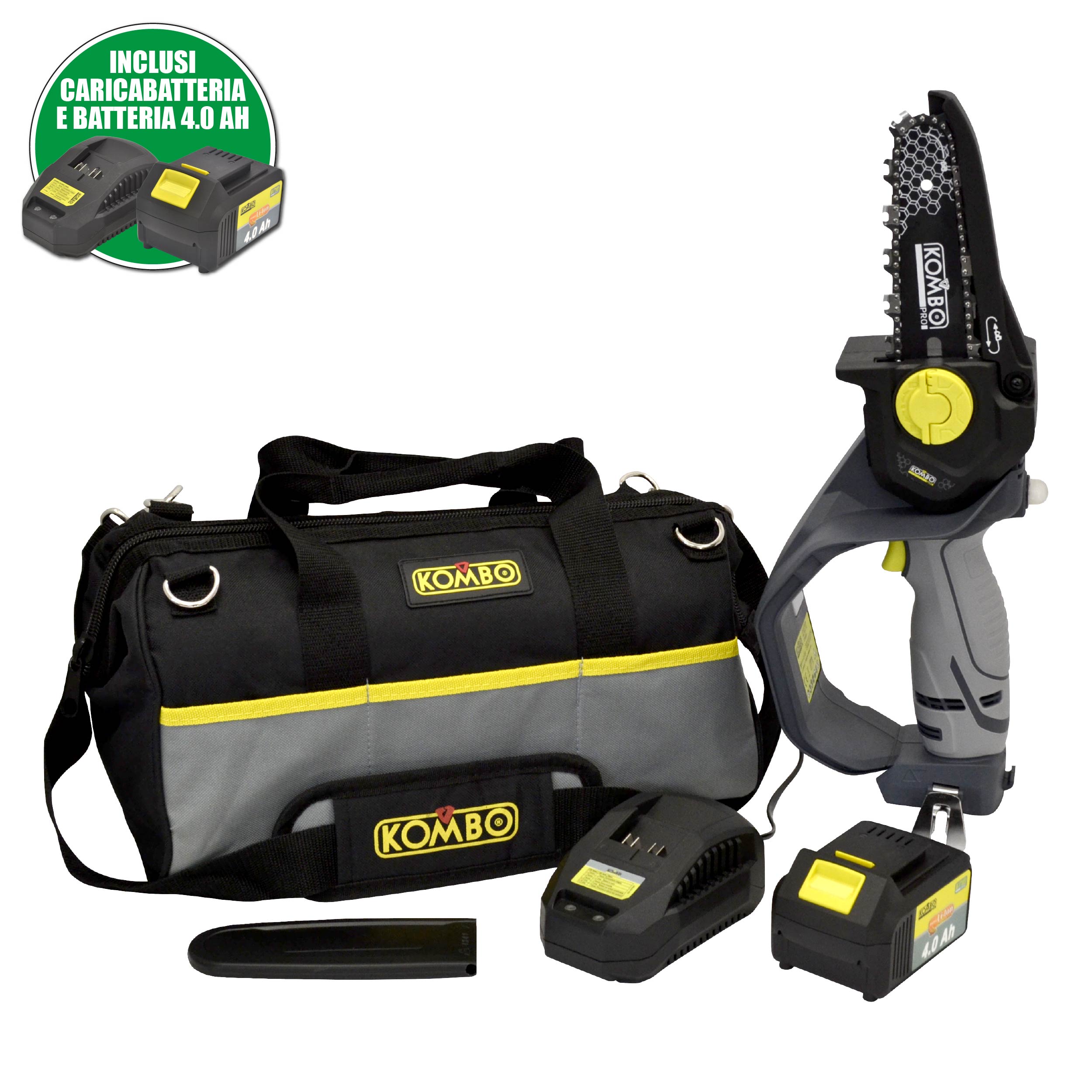 Motosega a Batteria ULTRASAW con 1 batteria da 4.0 AH + caricabatteria+ softbag14”