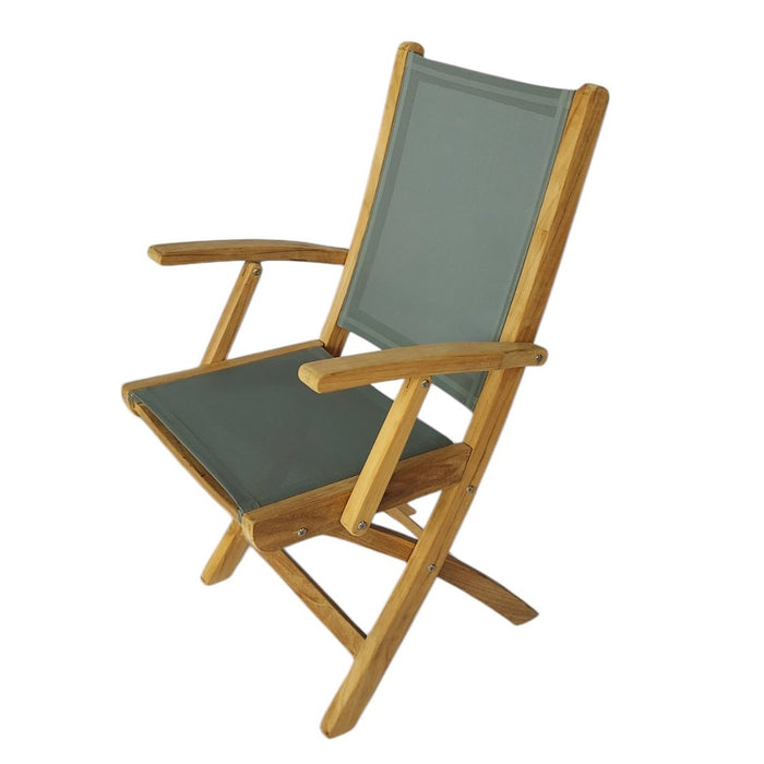 Poltrona pieghevole in legno di teak e textilene - LUCINA