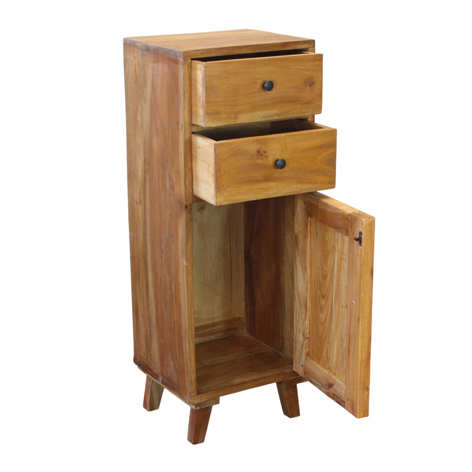 Mobiletto in legno rustico 1 anta 2 cassetti - ATTIS
