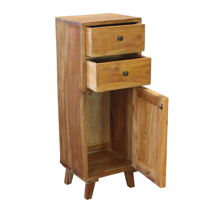 Mobiletto in legno rustico 1 anta 2 cassetti - ATTIS