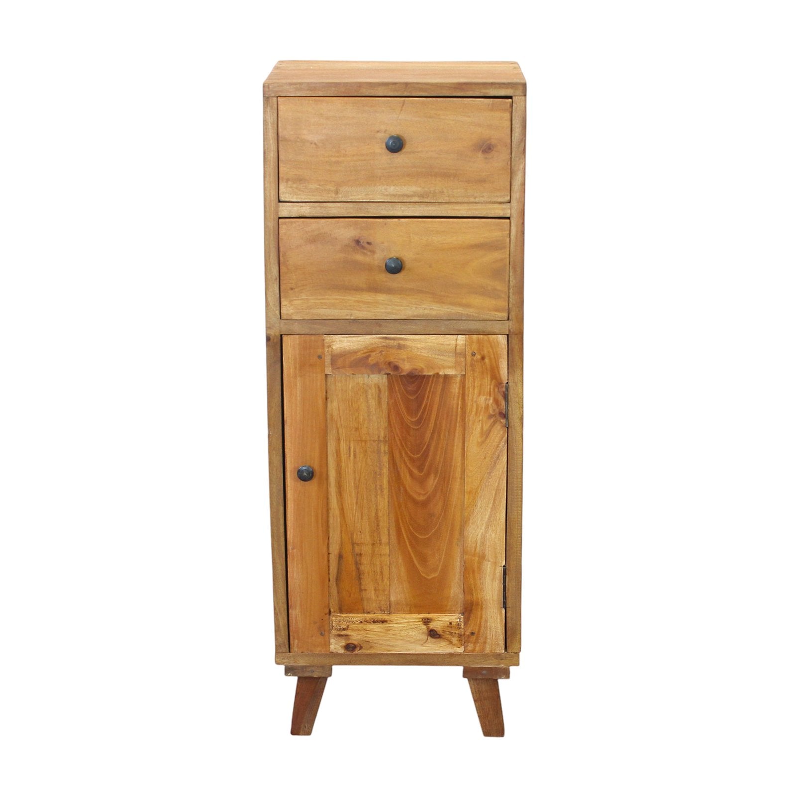 Mobiletto in legno rustico 1 anta 2 cassetti - ATTIS