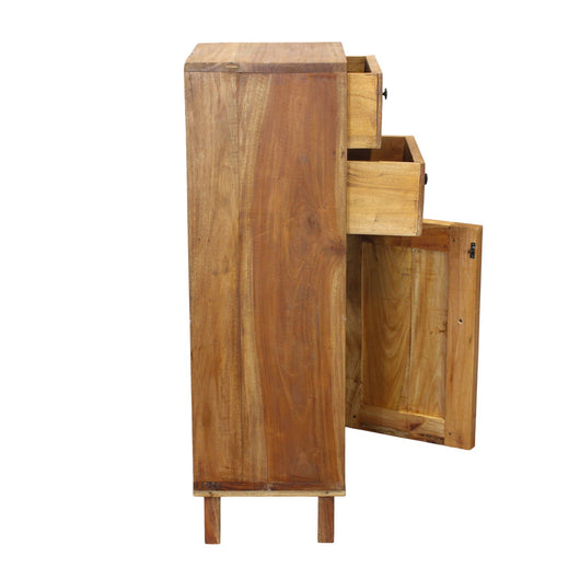 Mobiletto in legno rustico 1 anta 2 cassetti - ATTIS