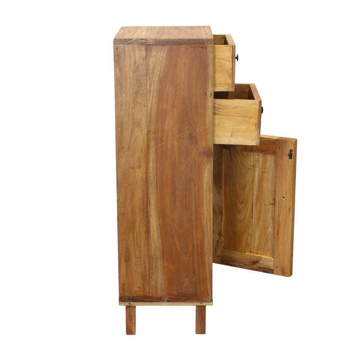 Mobiletto in legno rustico 1 anta 2 cassetti - ATTIS